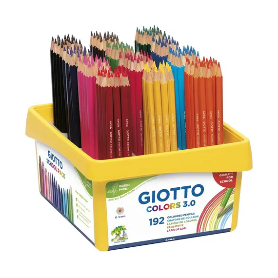 Lápis de Cor Giotto Colors 3.0 192un Cx Escolar 18cm | Material Escolar Giotto
