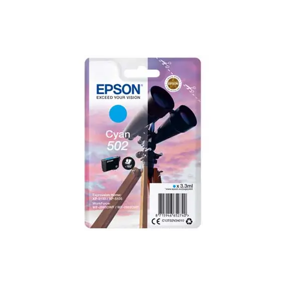 Tinteiro Epson 502 Azul C13T02V24010 - Tinta de Alta Qualidade para Impressoras Epson na BluePixel.pt