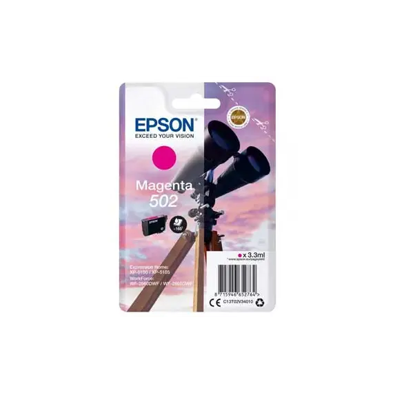 Tinteiro Epson 502 Magenta C13T02V34010 | Impressão de Alta Qualidade na BluePixel.pt