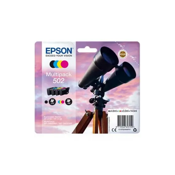 Pack Tinteiros Epson 502 4 Cores C13T02V64010 | Alta Qualidade e Compatibilidade