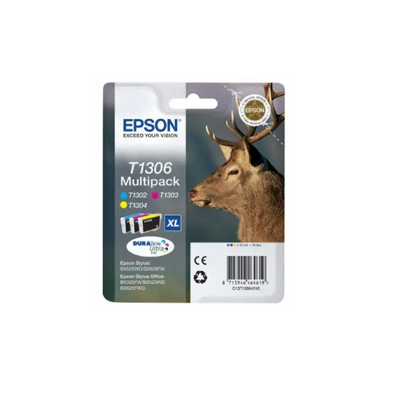 Pack Tinteiros Epson T1306 3 Cores C13T13064010 - Alta Qualidade e Cores Vivas na BluePixel.pt