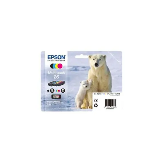 Pack Tinteiros Epson 26 - 4 Cores Compatíveis com Impressoras Epson | bluepixel.pt