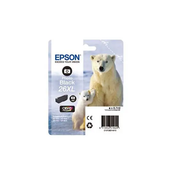 Tinteiro Epson 26XL Preto Foto C13T26314010 | Alta Capacidade e Qualidade na BluePixel.pt