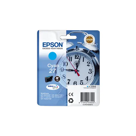 Tinteiro Epson 27 Azul C13T27024010 | Impressão de Alta Qualidade na BluePixel.pt