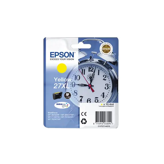 Tinteiro Epson 27XL Amarelo C13T27144010 - Alta Capacidade para Impressoras Epson na bluepixel.pt