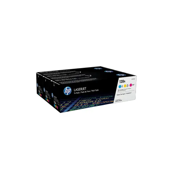 Pack de 3 Toners HP 128A CF371AM - Compatível com Impressoras HP - Até 1300 páginas por cor