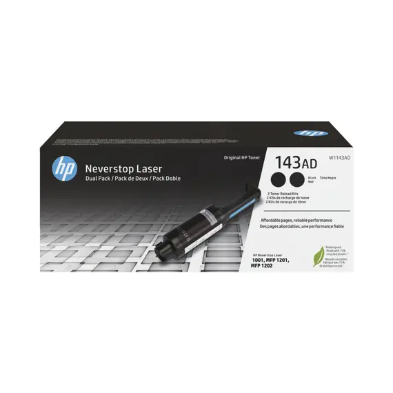 Pack de 2 Toners HP 143A Preto W1143AD - Alta Capacidade para Impressoras HP na bluepixel.pt