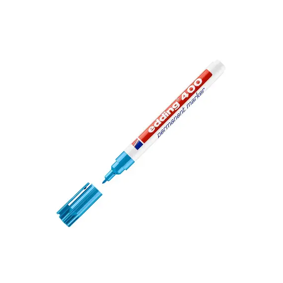 Marcador Permanente Médio Edding 400 Azul Claro 1mm | Loja BluePixel