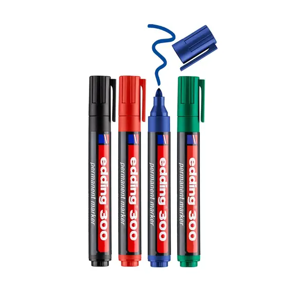 Marcador Médio Edding 300 - 4 Cores, Ponta 1,5-3mm | Loja BluePixel
