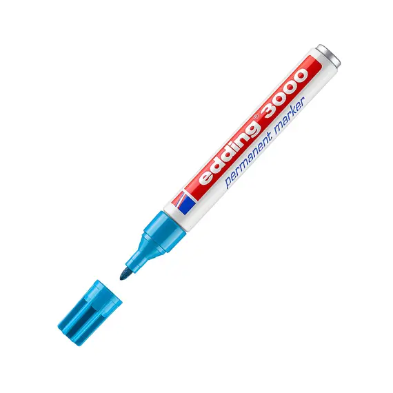 Marcador Permanente Grosso Edding 3000 1,5-3mm Azul Claro | Loja BluePixel