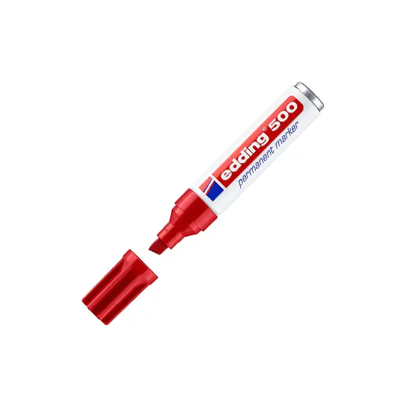 Marcador Permanente Grosso Edding 500 Vermelho 2-7mm | Loja BluePixel
