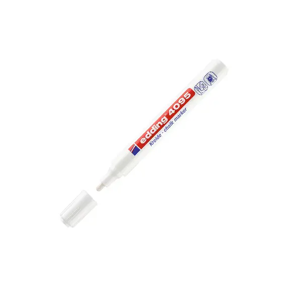 Marcador Giz Edding 4095 2-3mm Branco - Escreva com Precisão em Quadros Brancos