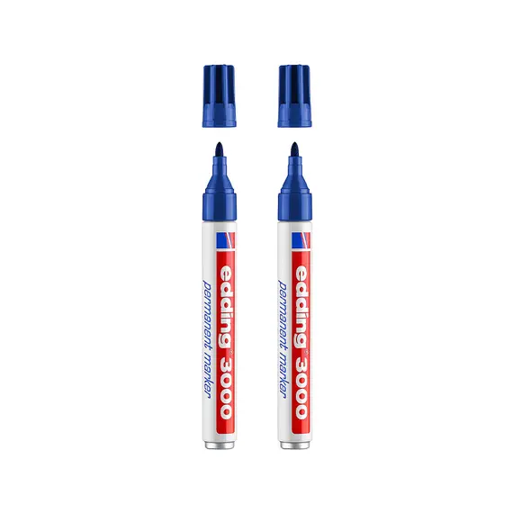 Marcador Permanente Grosso Edding 3000 Azul - Pack 2 unidades | Loja BluePixel
