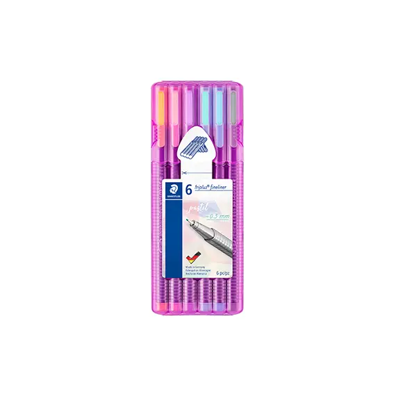 Marcadores Finos Staedtler Triplus 334 0,3mm - Conjunto de 6 Cores Pastel | bluepixel.pt