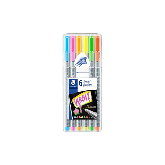 Marcador Fino Staedtler Triplus 334 0,3mm Neon - 6 Cores | Loja BluePixel