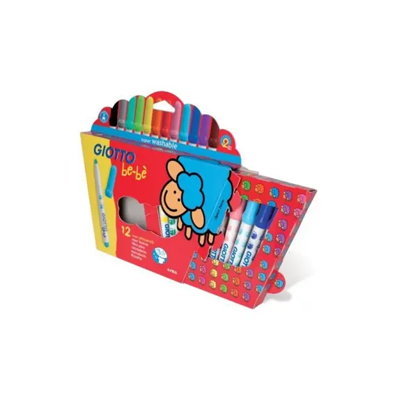 Marcadores Feltro Giotto Be-Be 12 Unidades | Material Escolar para Crianças