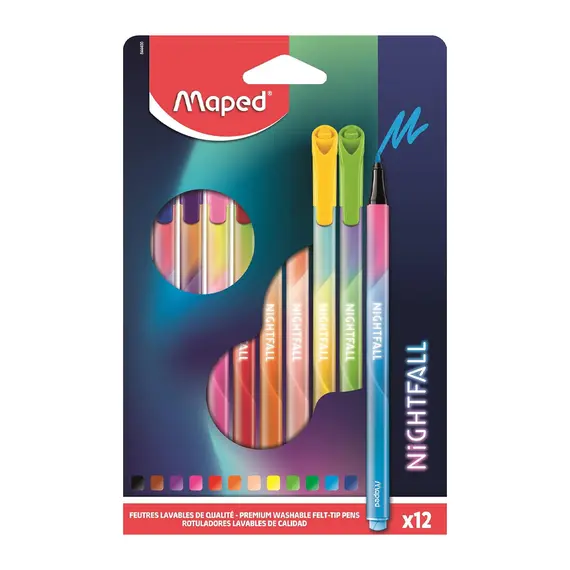 Marcador Feltro Maped Peps Nightfall Cx 12un - Material Escolar de Qualidade na bluepixel.pt