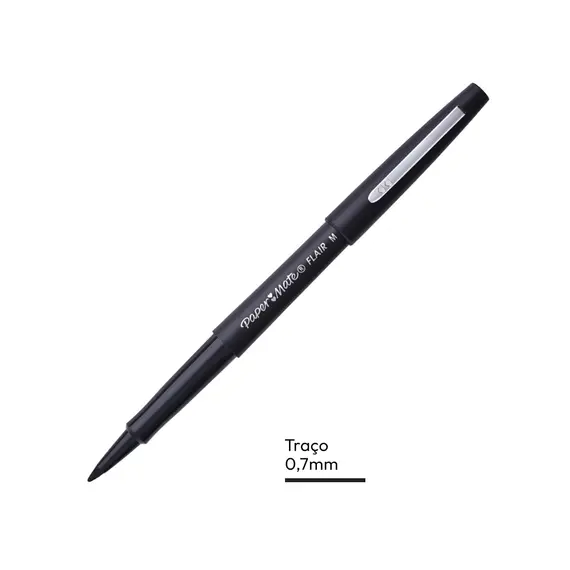 Marcador Médio Paper Mate Flair 0,7mm Preto | Material de Escritura de Alta Qualidade