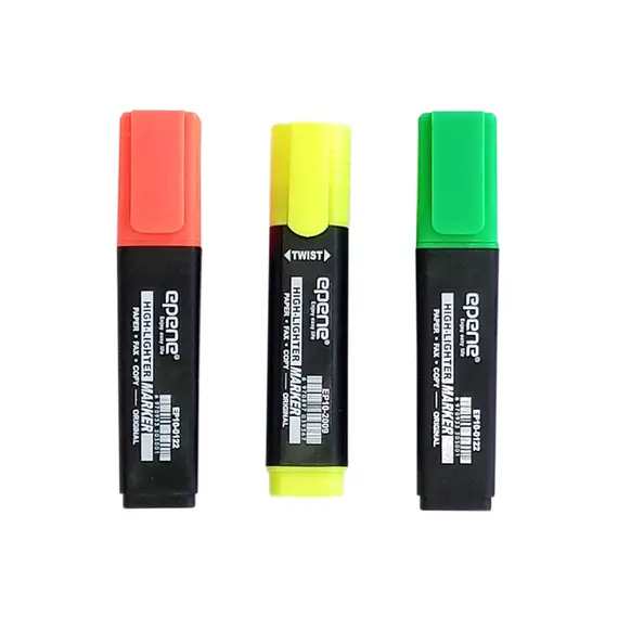 Marcador Fluorescente 3 Cores Grosso EPENE EP10-0122 | Material Escolar de Qualidade