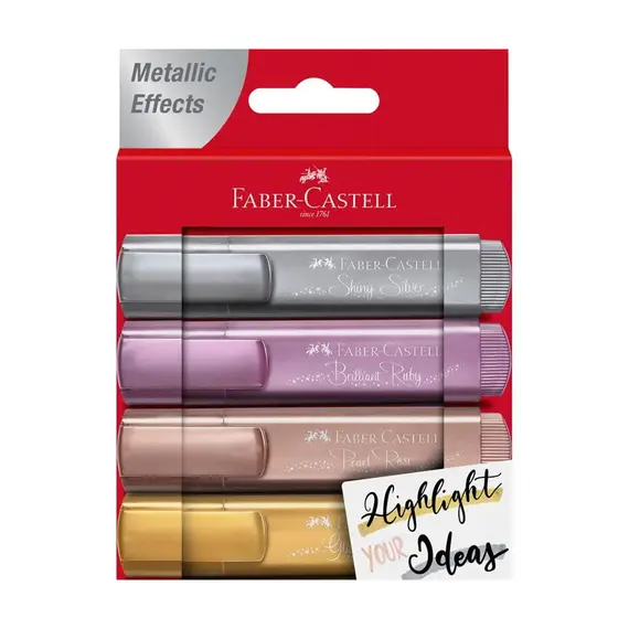 Faber Texliner46 Marcador Fluorescente com 4 Cores Metálicas | Faber-Castell | Loja BluePixel
