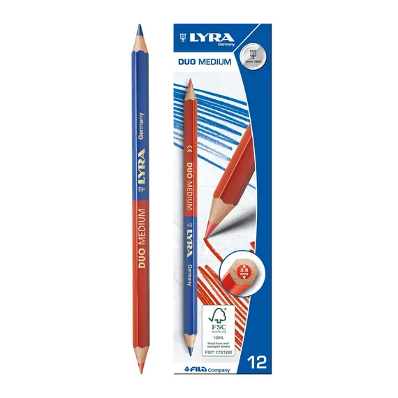 Lápis Bicolor Lyra Duo Médio Azul/Vermelho | Material Escolar de Qualidade na bluepixel.pt