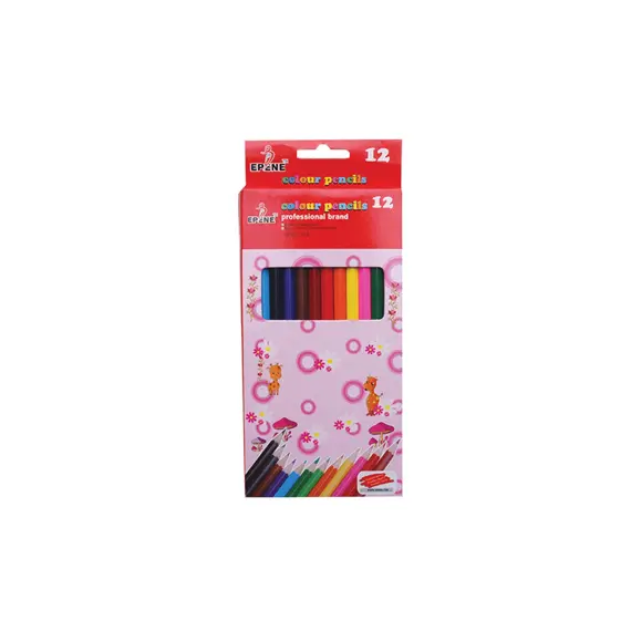 Lápis de Cor EPENE 12 Unidades Caixa Cartão 18cm | Material Escolar de Qualidade