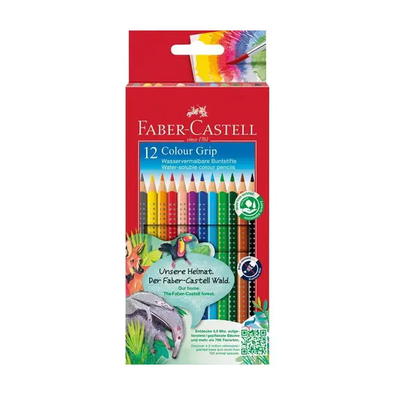 Lápis de Cor Aguareláveis Faber-Castell Grip 12 Unidades - Qualidade e Cores Vibrantes