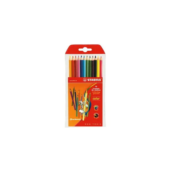 Lápis de Cor Stabilo Color 12un - 18cm em Carteira Plástica | Artigos de Arte e Escolaridade