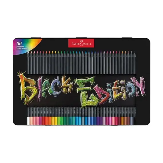 Lápis de Cor Faber-Castell Black Edition 36un 18cm | Materiais Artísticos e Escolares