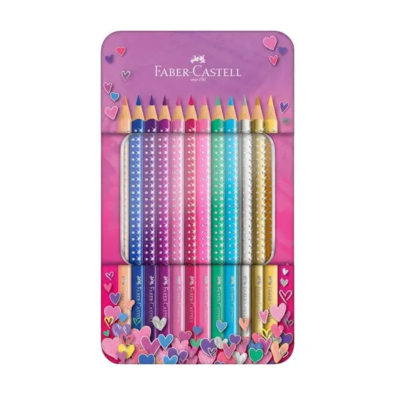 Lápis de Cor Faber-Castell Sparkle 12un 18cm | Material Escolar de Qualidade