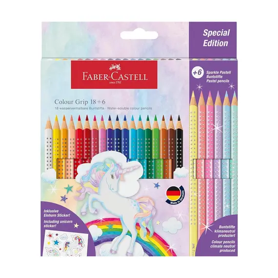 Lápis de Cor Faber-Castell Grip Special Edition 24un (18cm) | Material Escolar de Qualidade
