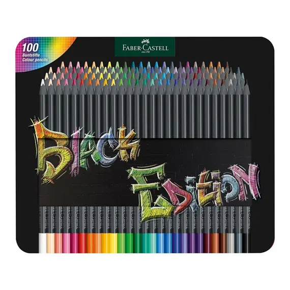 Lápis de Cor Faber-Castell Black Edition 100un 18cm | Material Escolar de Qualidade