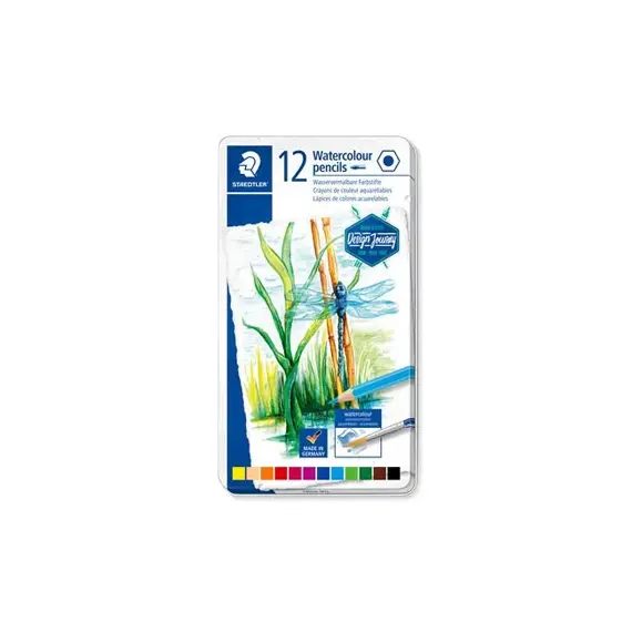 Lápis de Cor Aguarelável STAEDTLER 12un Cx Metal - Material Artístico de Alta Qualidade