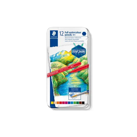Lápis de Cor Aguareláveis STAEDTLER 12un Cx Metal - Material de Arte de Alta Qualidade
