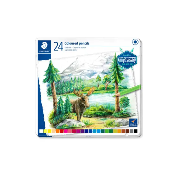 Lápis de Cor STAEDTLER Journeyem 24un Cx Metal - Alta Qualidade e Cores Vibrantes