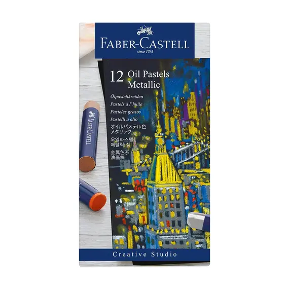 Lápis Pastel a Óleo Faber Castell Cores Metálicas Caixa 12un - Materiais de Arte na BluePixel.pt