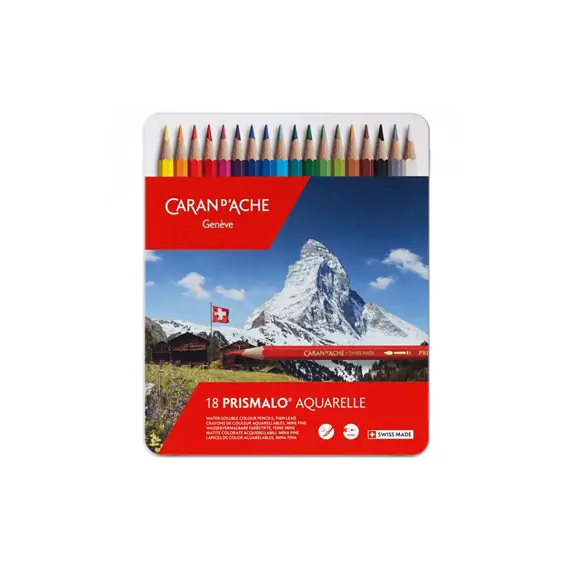 Lápis de Cor Aquarelável Caran D'Ache Prismalo 18 Unidades com Caixa Metálica | Loja BluePixel