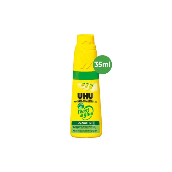 Cola Líquida UHU Twist Glue Renature 35ml - Adesivo forte e fácil de usar para todas as aplicações