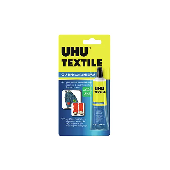 Cola Têxteis UHU 20g - Cola forte para tecidos e artesanato | bluepixel.pt
