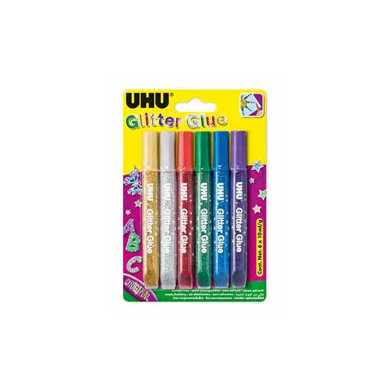 Cola Glitter Young Creativ Cores Escuras 6x10m - UHU | Loja online bluepixel.pt