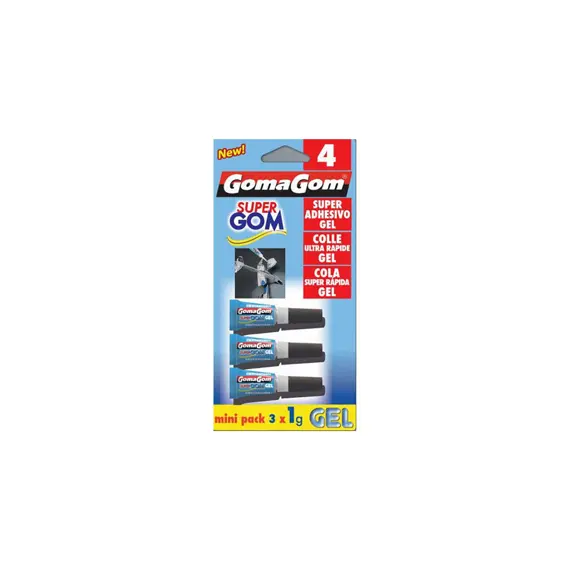 Cola Rápida Gel Mini Pack 3un GOMAGOM - Fixação Instantânea e Segura