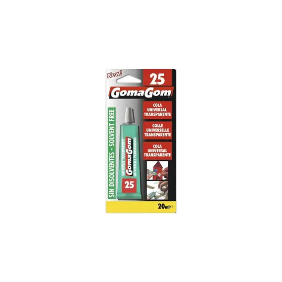 Cola Universal GOMAGOM 020ml Transparente Sem Solventes - Ideal para Reparações e Trabalhos Manuais