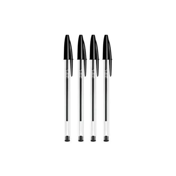 Esferográfica BIC Cristal Ball Point Preto 1mm - Pack de 4 unidades | Loja BluePixel