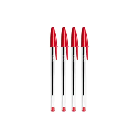 Esferográfica BIC Cristal Ball Point Vermelho 1mm - Pack 4 | Loja BluePixel