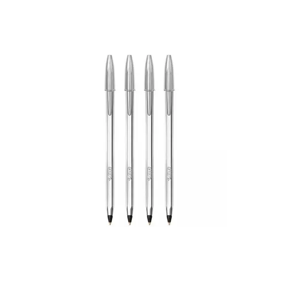 Esferográfica BIC Edição Especial Preto com Detalhes Prateados - Pack de 4 unidades | BluePixel.pt