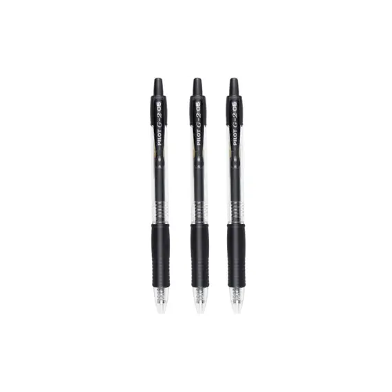 Esferográfica Gel Pilot G-2 Retrátil Preto 0,5mm - Pack de 3 | Loja BluePixel