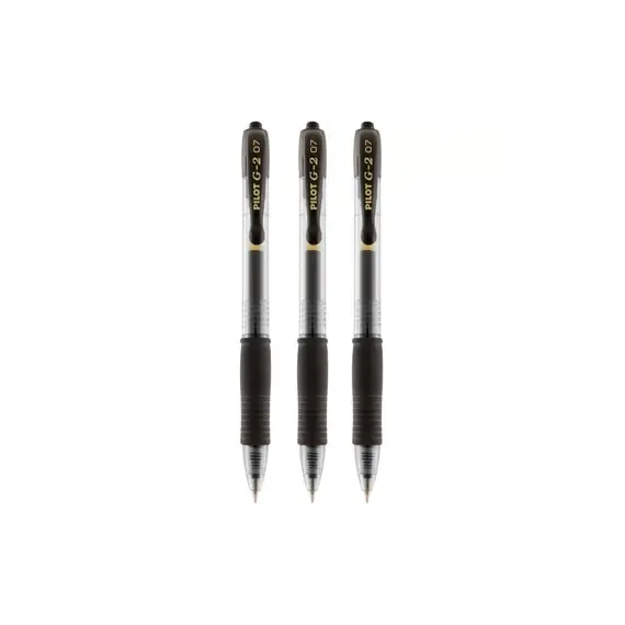Esferográfica Gel Pilot G-2 Retrátil Preto 0,7mm - Pack de 3 | BluePixel.pt