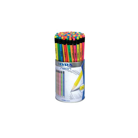 Lápis de Grafite Lyra Neon Nº2-HB com Borracha - Pack 96 | Loja BluePixel