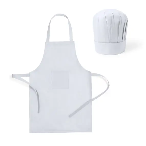 Avental e Chapéu de Cozinheiro para Criança - Não Tecido Branco | Loja BluePixel