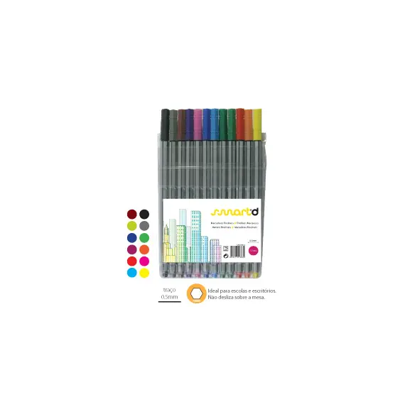 SmartD Fineliner 0,5mm - Pack de 12 Cores | Papelaria de Qualidade na BluePixel